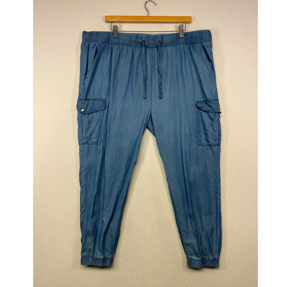Utility Coastal Serra Womens XL Blue Tencel Lyocell Cargo Jogger Pants Relaxed